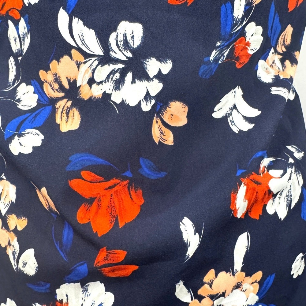 Banana Republic Floral Sleeveless Blouse Womens M Bow Tied Shoulders Deep V Back - Picture 4 of 12